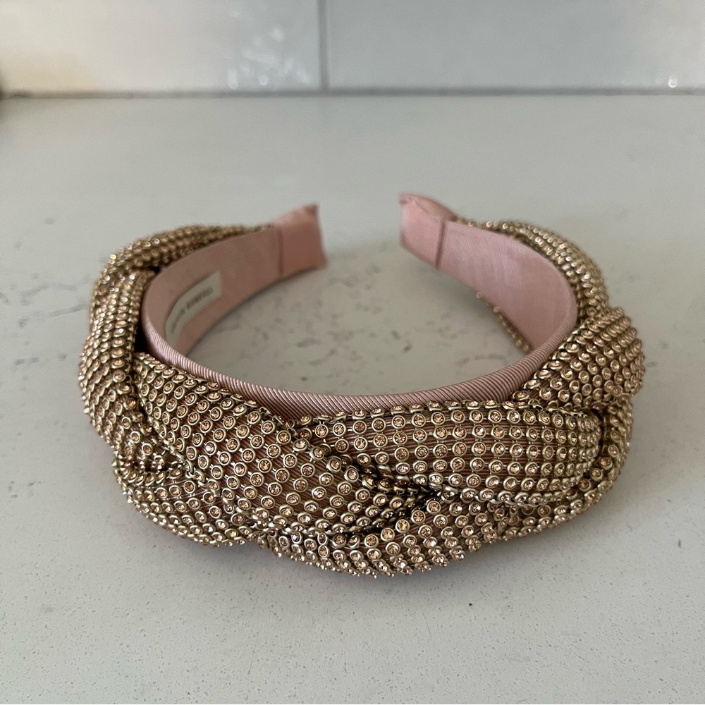 Loeffler Randall Puffy Light Peach Braid Headband - Picture 2 of 4